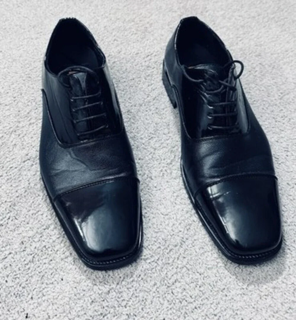 Amali-Men’s Size 8 -Oxford Style Black Dress Shoes-Cap Toe Model
